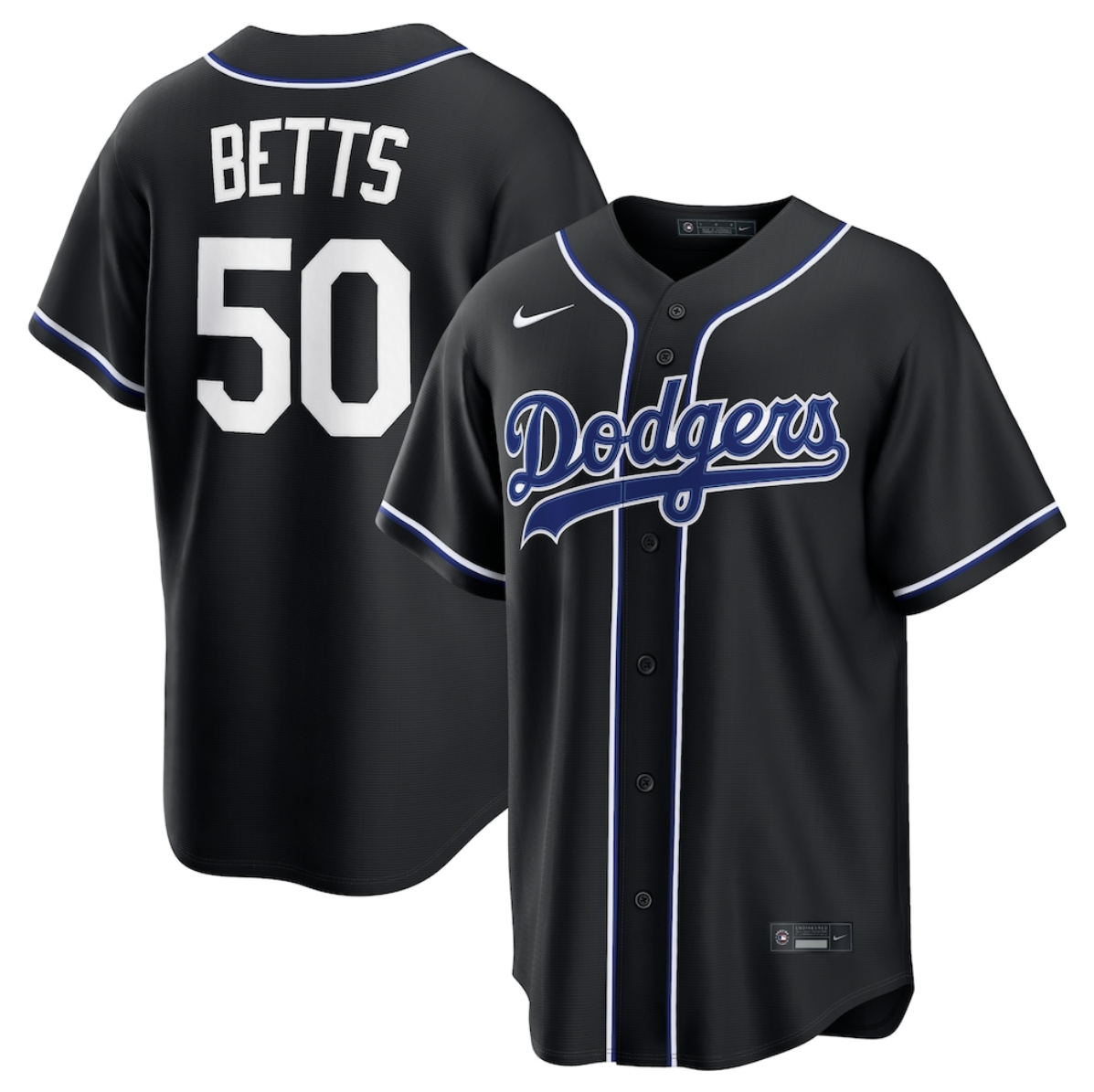 Men's Los Angeles Dodgers #50 Mookie Betts 2026 Fashion Replica Black Out Stitched Baseball Jersey Men's Los Angeles Dodgers #50 Mookie Betts 2026 Fashion Replica Black Out Stitched Baseball Jersey