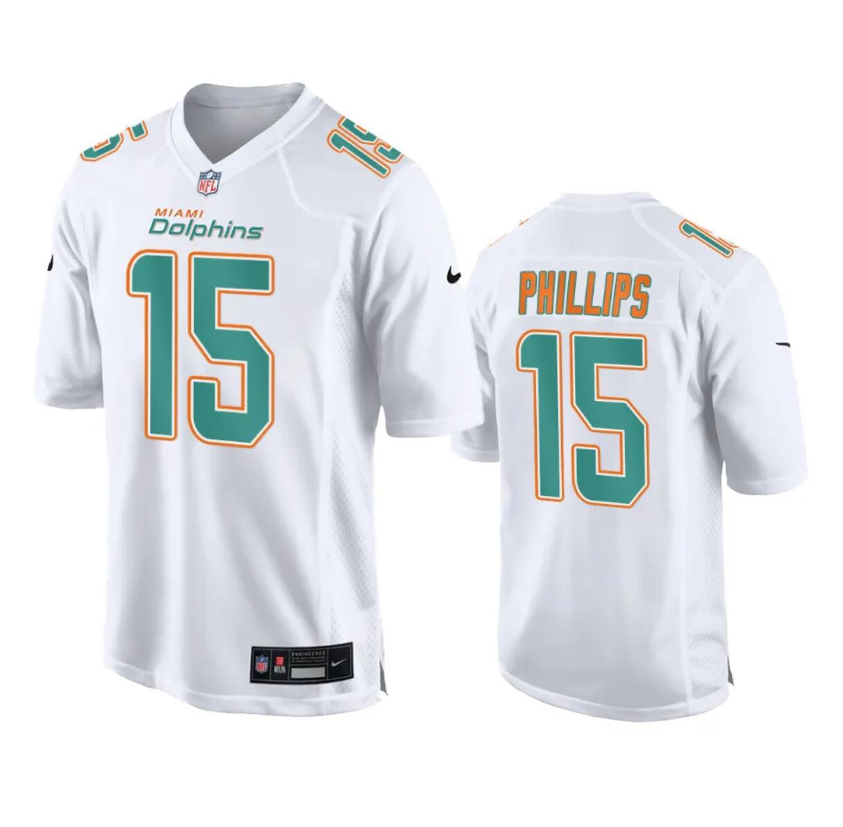 Men's Miami Dolphins #15 Jaelan Phillips White Fashion Vapor Untouchable Stitched Football Jersey Men's Miami Dolphins #15 Jaelan Phillips White Fashion Vapor Untouchable Stitched Football Jersey