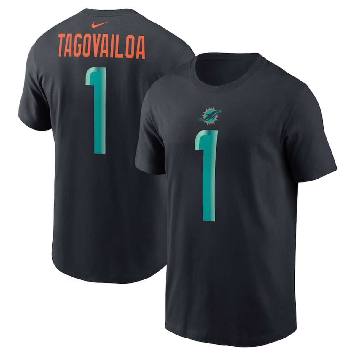 Men's Miami Dolphins #1 Tua Tagovailoa Black 2025 Rivalries Collection Player Name & Number T-Shirt Men's Miami Dolphins #1 Tua Tagovailoa Black 2025 Rivalries Collection Player Name & Number T-Shirt
