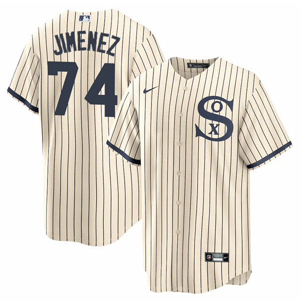 Men's Chicago White Sox #74 Eloy Jimenez 2021 Cream/Navy Name&Number Field of Dreams Men's Chicago White Sox #74 Eloy Jimenez 2021 Cream/Navy Name&Number Field of Dreams