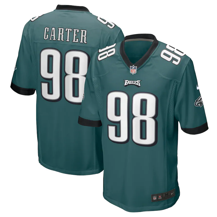 Men's Philadelphia Eagles #98 Jalen Carter Green Stitched Game Jersey Men's Philadelphia Eagles #98 Jalen Carter Green Stitched Game Jersey