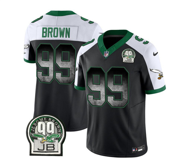 Men's Philadelphia Eagles #99 Jerome Brown Black/White 2023 F.U.S.E. Throwback Vapor Untouchable Limited Stitched Football Jersey Men's Philadelphia Eagles #99 Jerome Brown Black/White 2023 F.U.S.E. Throwback Vapor Untouchable Limited Stitched Football Jersey