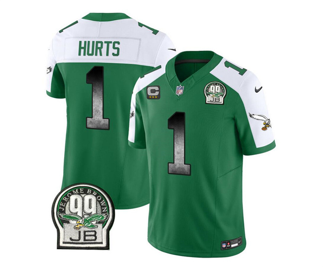 Men's Philadelphia Eagles #1 Jalen Hurts Green/White 2023 F.U.S.E. With 3-star C Patch Throwback Vapor Untouchable Limited Stitched Football Jersey Men's Philadelphia Eagles #1 Jalen Hurts Green/White 2023 F.U.S.E. With 3-star C Patch Throwback Vapor Untouchable Limited Stitched Football Jersey