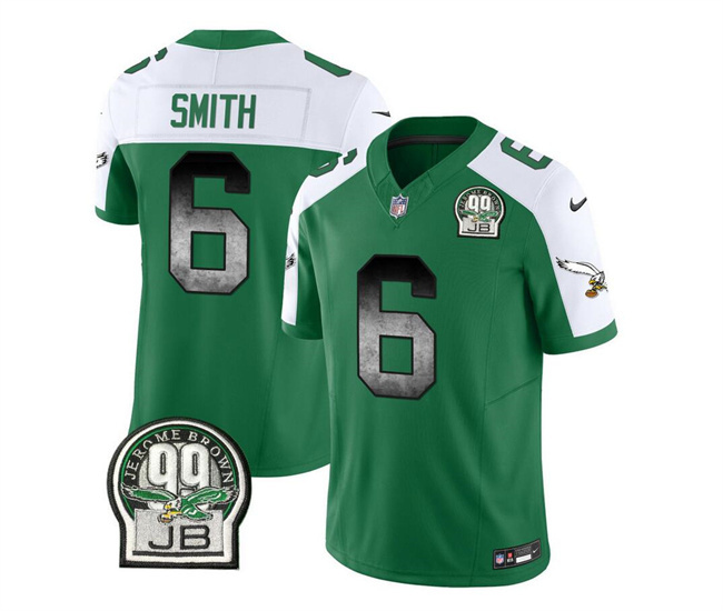 Men's Philadelphia Eagles #6 DeVonta Smith Black/White 2023 F.U.S.E. Throwback Vapor Untouchable Limited Stitched Football Jersey
