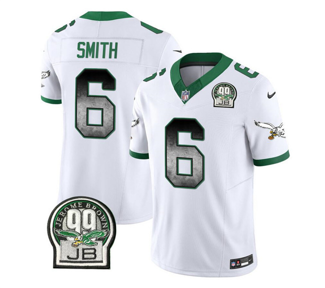 Men's Philadelphia Eagles #6 DeVonta Smith White 2023 F.U.S.E. Throwback Vapor Untouchable Limited Stitched Football Jersey Men's Philadelphia Eagles #6 DeVonta Smith White 2023 F.U.S.E. Throwback Vapor Untouchable Limited Stitched Football Jersey