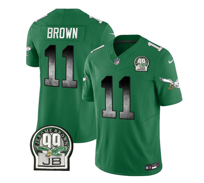 Men's Philadelphia Eagles #11 A. J. Brown Green 2023 F.U.S.E. Throwback Vapor Untouchable Limited Stitched Football Jersey Men's Philadelphia Eagles #11 A. J. Brown Green 2023 F.U.S.E. Throwback Vapor Untouchable Limited Stitched Football Jersey