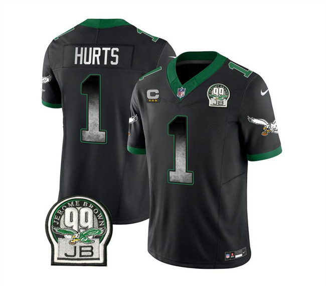 Men's Philadelphia Eagles #1 Jalen Hurts Black 2023 F.U.S.E. With 3-star C Patch Throwback Vapor Untouchable Limited Stitched Football Jersey Men's Philadelphia Eagles #1 Jalen Hurts Black 2023 F.U.S.E. With 3-star C Patch Throwback Vapor Untouchable Limited Stitched Football Jersey