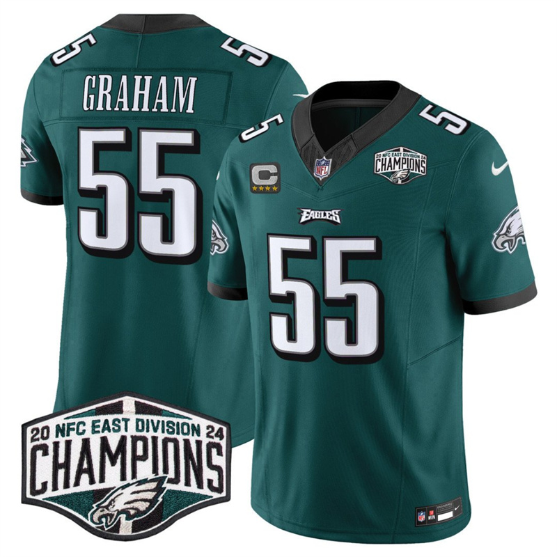 Men's Philadelphia Eagles #55 Brandon Graham Green 2024 NFC East Champions With 4-Star C Patch F.U.S.E. Vapor Untouchable Limited Stitched Football Jersey Men's Philadelphia Eagles #55 Brandon Graham Green 2024 NFC East Champions With 4-Star C Patch F.U.S.E. Vapor Untouchable Limited Stitched Football Jersey