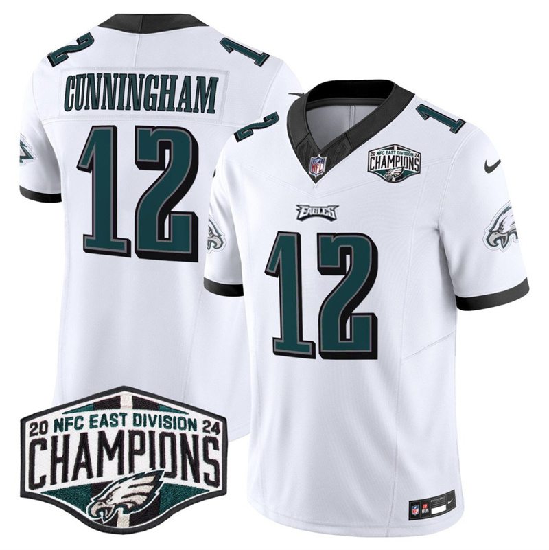 Men's Philadelphia Eagles #12 Randall Cunningham White 2024 NFC East Champions F.U.S.E. Vapor Untouchable Limited Stitched Football Jersey Men's Philadelphia Eagles #12 Randall Cunningham White 2024 NFC East Champions F.U.S.E. Vapor Untouchable Limited Stitched Football Jersey