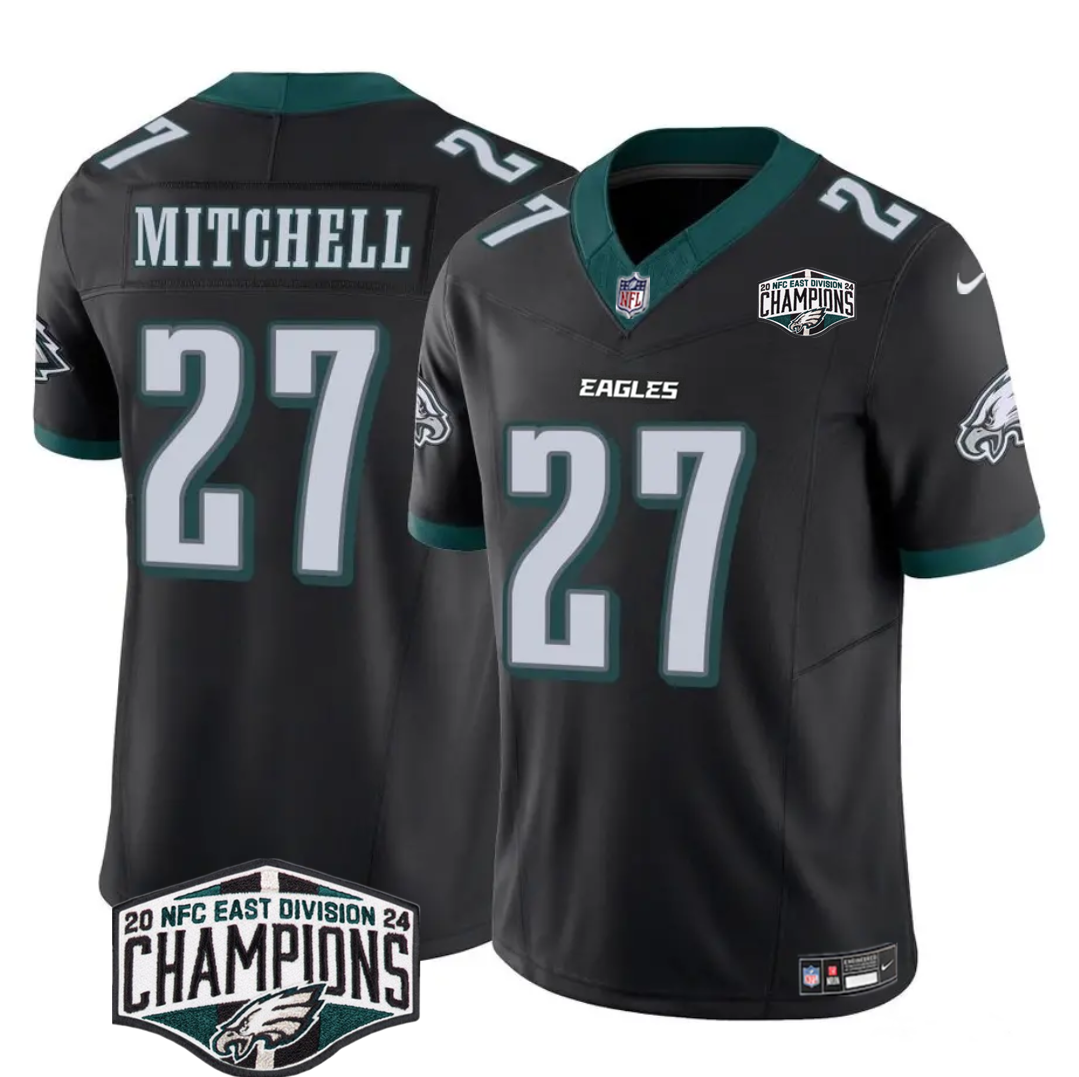 Men's Philadelphia Eagles #27 Quinyon Mitchell Black 2024 NFC East Champions F.U.S.E. Vapor Untouchable Limited Stitched Football Jersey Men's Philadelphia Eagles #27 Quinyon Mitchell Black 2024 NFC East Champions F.U.S.E. Vapor Untouchable Limited Stitched Football Jersey