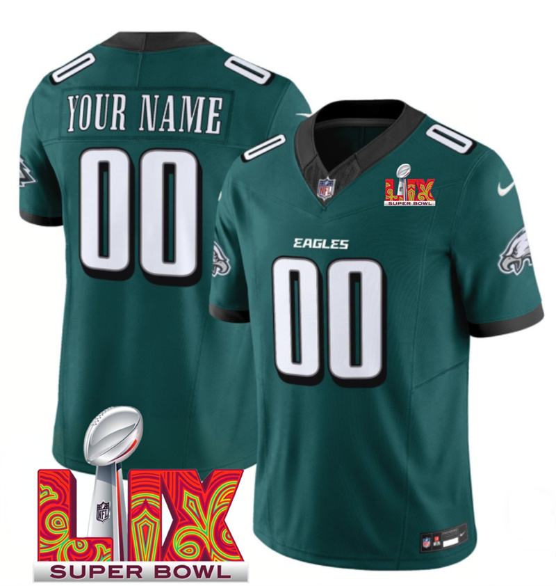 Men's Philadelphia Eagles Active Player Custom Green F.U.S.E. 24/25 Super Bowl LIX Vapor Untouchable Limited Stitched Football Jersey