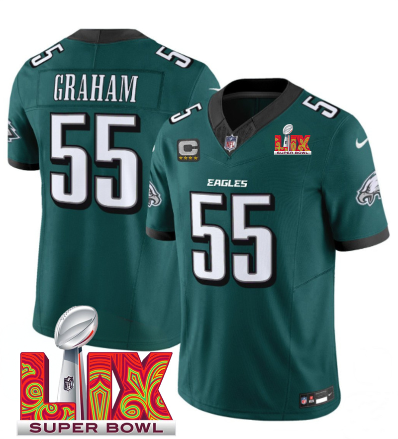 Men's Philadelphia Eagles #55 Brandon Graham Green F.U.S.E. 24/25 Super Bowl LIX Vapor Untouchable Limited Stitched Football Jersey
