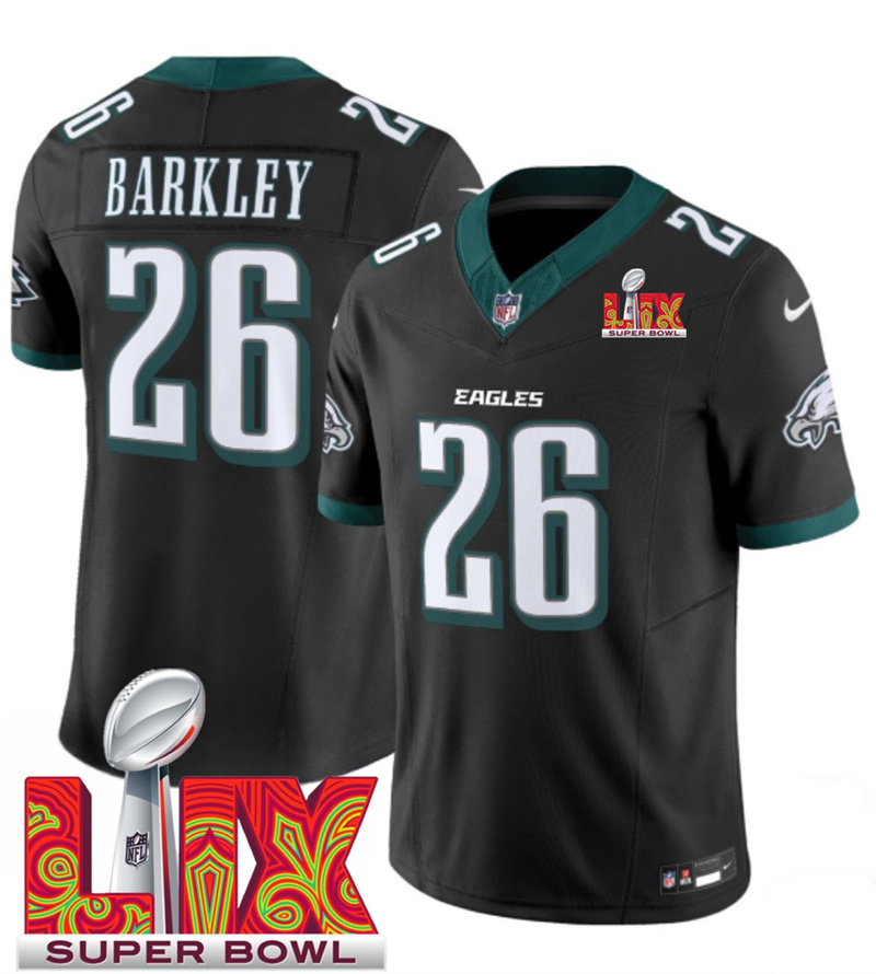 Men's Philadelphia Eagles #26 Saquon Barkley Black F.U.S.E. 24/25 Super Bowl LIX Vapor Untouchable Limited Stitched Football Jersey