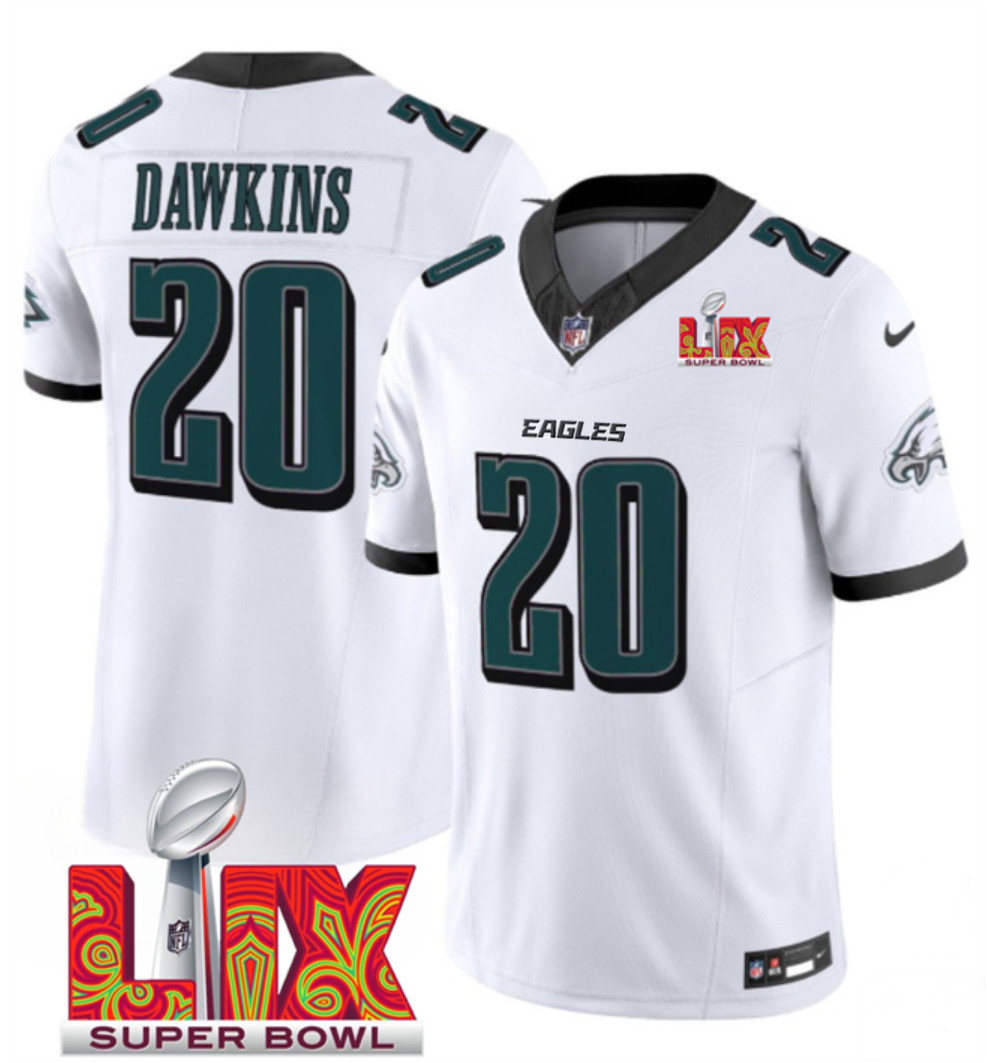 Men's Philadelphia Eagles #20 Brian Dawkins White F.U.S.E. 24/25 Super Bowl LIX Vapor Untouchable Limited Stitched Football Jersey Men's Philadelphia Eagles #20 Brian Dawkins White F.U.S.E. 24/25 Super Bowl LIX Vapor Untouchable Limited Stitched Football Jersey