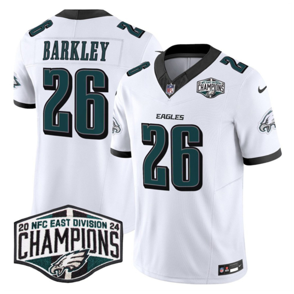 Men's Philadelphia Eagles #26 Saquon Barkley White 2024 NFC East Champions F.U.S.E. Vapor Untouchable Limited Stitched Football Jersey
