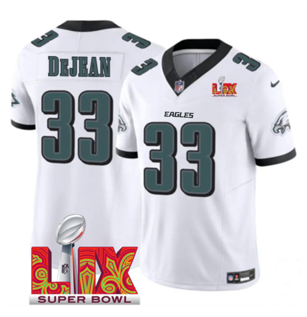 Men's Philadelphia Eagles #33 Cooper DeJean White F.U.S.E. 24/25 Super Bowl LIX Vapor Untouchable Limited Stitched Football Jersey