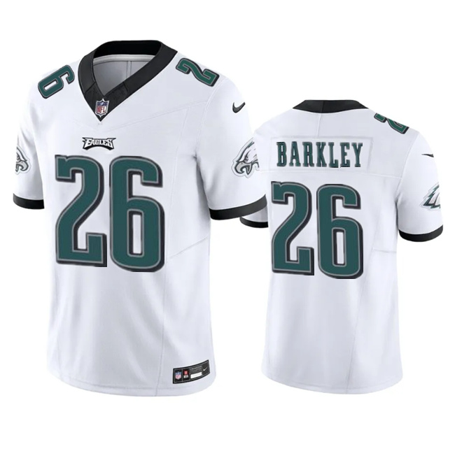 Men's Philadelphia Eagles #26 Saquon Barkley White 2023 F.U.S.E. Vapor Untouchable Limited Stitched Football Jersey Men's Philadelphia Eagles #26 Saquon Barkley White 2023 F.U.S.E. Vapor Untouchable Limited Stitched Football Jersey