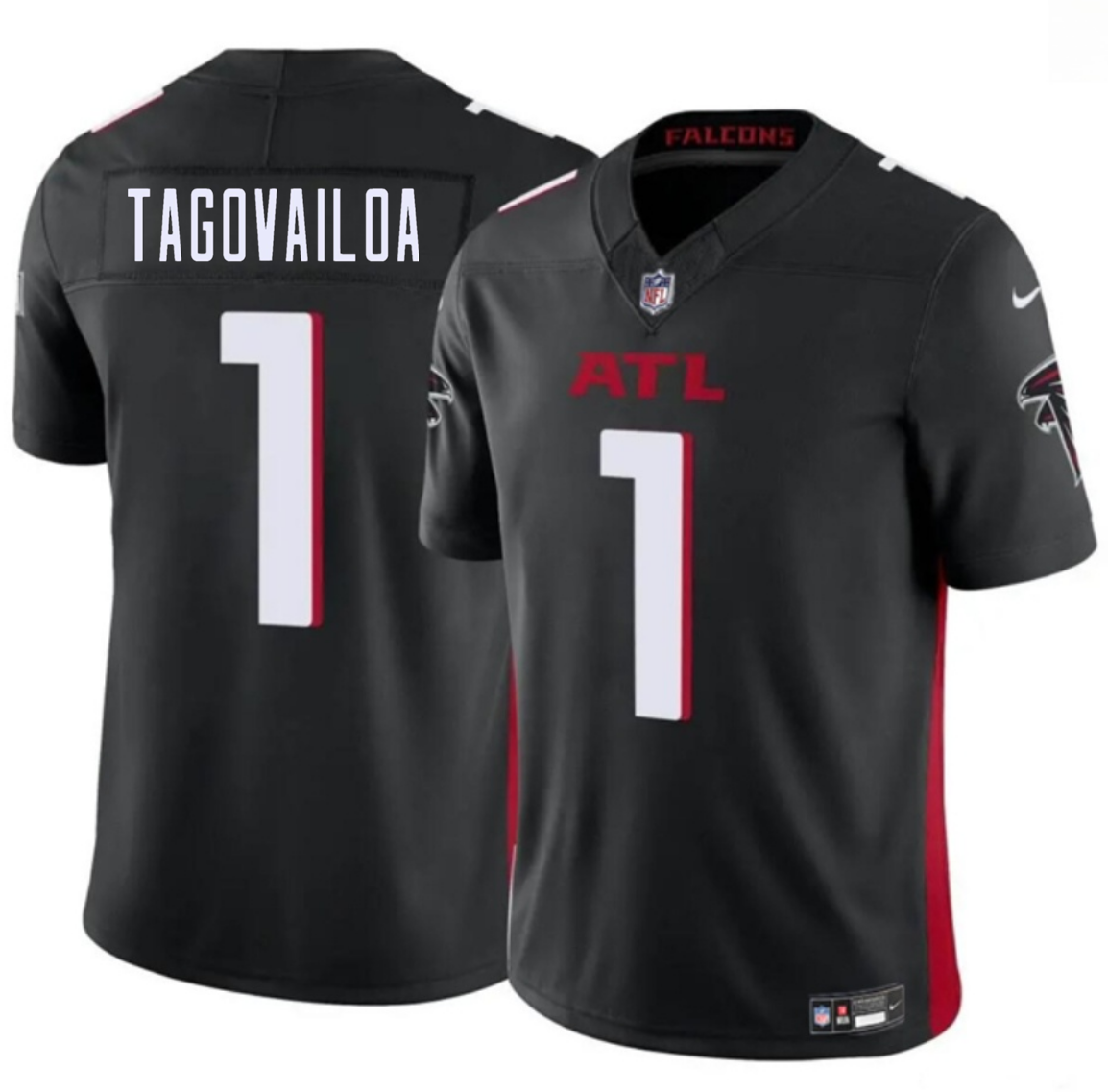 Men's Atlanta Falcons #1 Tua Tagovailoa Black 2026 F.U.S.E. Vapor Untouchable Limited Stitched Football Jersey