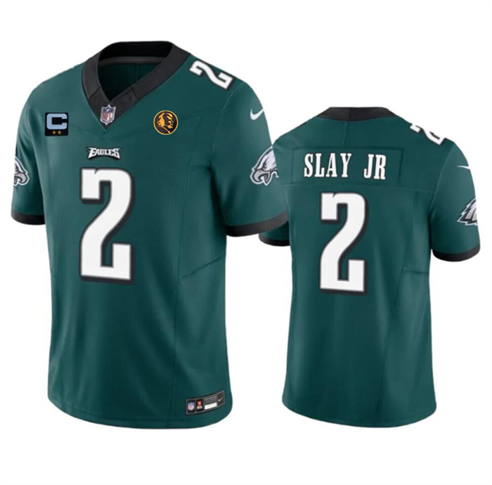 Men's Philadelphia Eagles #2 Darius Slay JR Green 2023 F.U.S.E. With 1-star C Patch And John Madden Patch Vapor Limited Stitched Football Jersey Men's Philadelphia Eagles #2 Darius Slay JR Green 2023 F.U.S.E. With 1-star C Patch And John Madden Patch Vapor Limited Stitched Football Jersey
