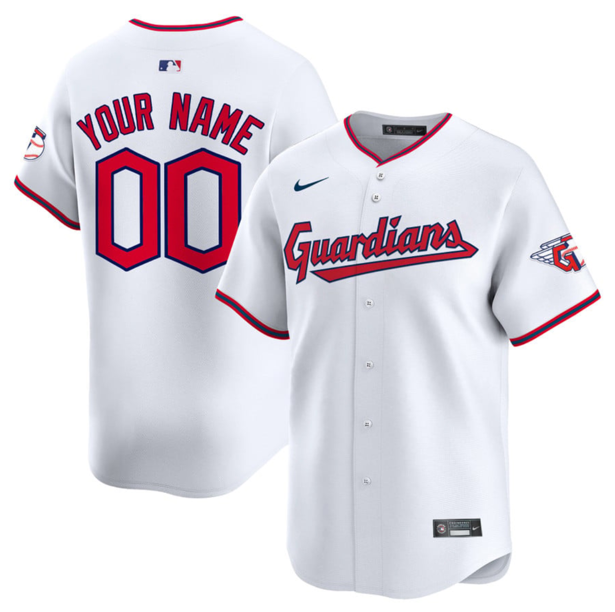 Men's Cleveland Guardians Active Player Custom White Home Limited Stitched Baseball Jersey Men's Cleveland Guardians Active Player Custom White Home Limited Stitched Baseball Jersey