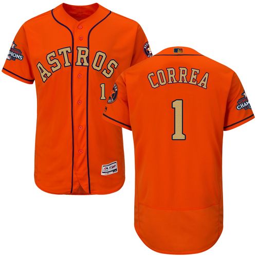 Astros #1 Carlos Correa Orange FlexBase Authentic 2018 Gold Program Cool Base Stitched MLB Jersey Astros #1 Carlos Correa Orange FlexBase Authentic 2018 Gold Program Cool Base Stitched MLB Jersey