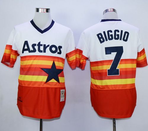 Mitchell And Ness 1980 Astros #7 Craig Biggio White/Orange Throwback Stitched MLB Jersey Mitchell And Ness 1980 Astros #7 Craig Biggio White/Orange Throwback Stitched MLB Jersey
