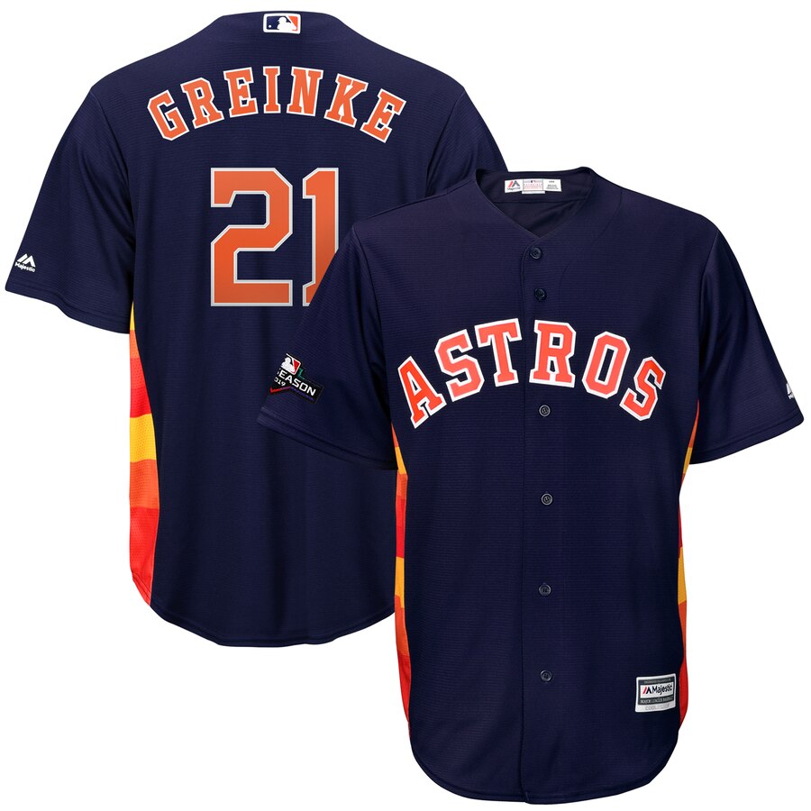Houston Astros #21 Zack Greinke Majestic 2019 Postseason Official Cool Base Player Jersey Navy Houston Astros #21 Zack Greinke Majestic 2019 Postseason Official Cool Base Player Jersey Navy