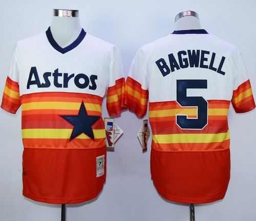 Mitchell And Ness 1980 Astros #5 Jeff Bagwell White/Orange Throwback Stitched MLB Jersey Mitchell And Ness 1980 Astros #5 Jeff Bagwell White/Orange Throwback Stitched MLB Jersey