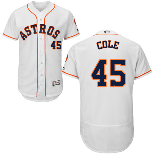 Astros #45 Gerrit Cole White Flexbase Authentic Collection Stitched MLB Jersey Astros #45 Gerrit Cole White Flexbase Authentic Collection Stitched MLB Jersey