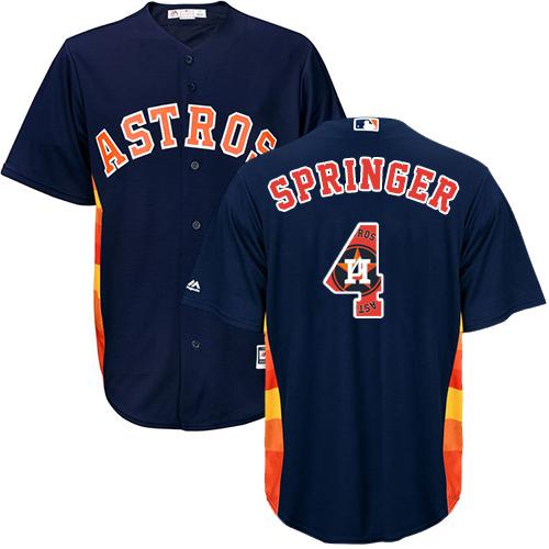 Astros #4 George Springer Navy Blue Team Logo Fashion Stitched MLB Jersey Astros #4 George Springer Navy Blue Team Logo Fashion Stitched MLB Jersey