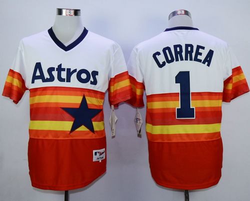 Astros #1 Carlos Correa White/Orange 1980 Turn Back The Clock Stitched MLB Jersey Astros #1 Carlos Correa White/Orange 1980 Turn Back The Clock Stitched MLB Jersey