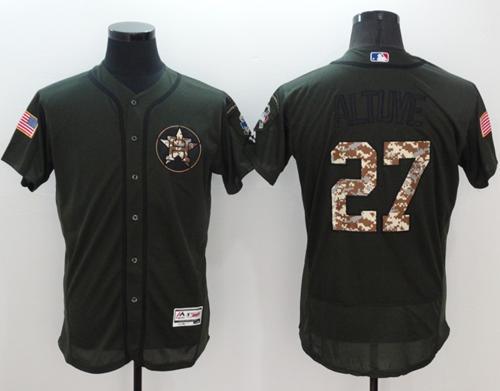 Astros #27 Jose Altuve Green Flexbase Authentic Collection Salute to Service Stitched MLB Jersey Astros #27 Jose Altuve Green Flexbase Authentic Collection Salute to Service Stitched MLB Jersey
