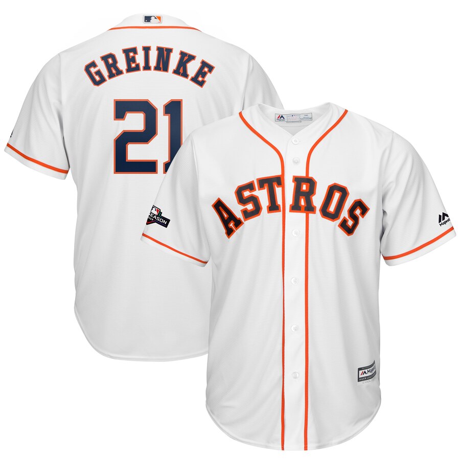 Houston Astros #21 Zack Greinke Majestic 2019 Postseason Official Cool Base Player Jersey White Houston Astros #21 Zack Greinke Majestic 2019 Postseason Official Cool Base Player Jersey White