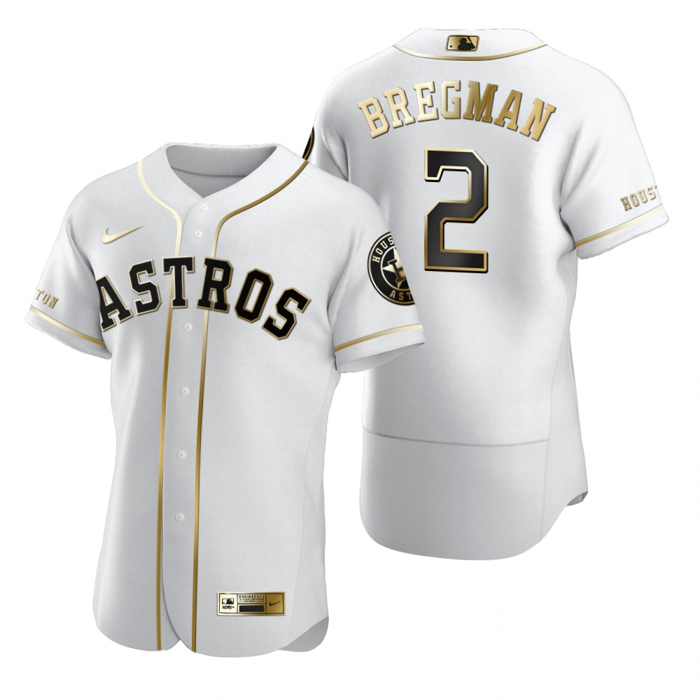 Houston Astros #2 Alex Bregman White Nike Men's Authentic Golden Edition MLB Jersey Houston Astros #2 Alex Bregman White Nike Men's Authentic Golden Edition MLB Jersey
