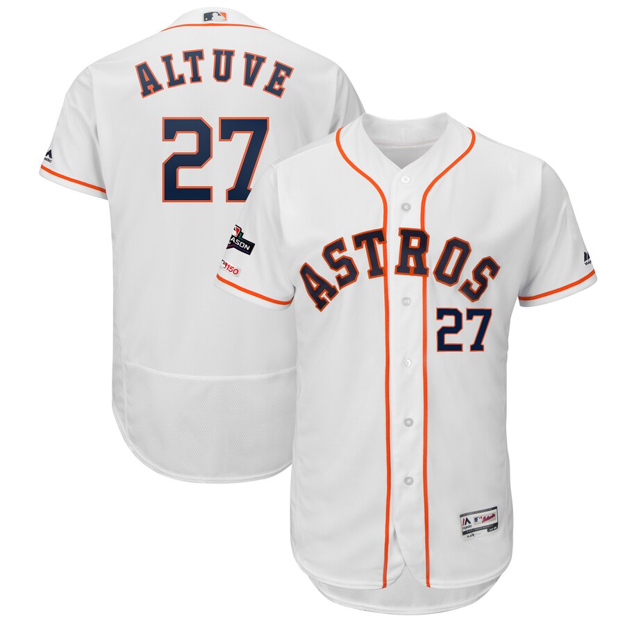 Houston Astros #27 Jose Altuve Majestic 2019 Postseason Authentic Flex Base Player Jersey White Houston Astros #27 Jose Altuve Majestic 2019 Postseason Authentic Flex Base Player Jersey White