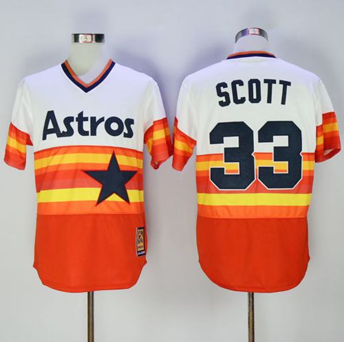 Astros #33 Mike Scott White/Orange 1980 Turn Back The Clock Stitched MLB Jersey Astros #33 Mike Scott White/Orange 1980 Turn Back The Clock Stitched MLB Jersey