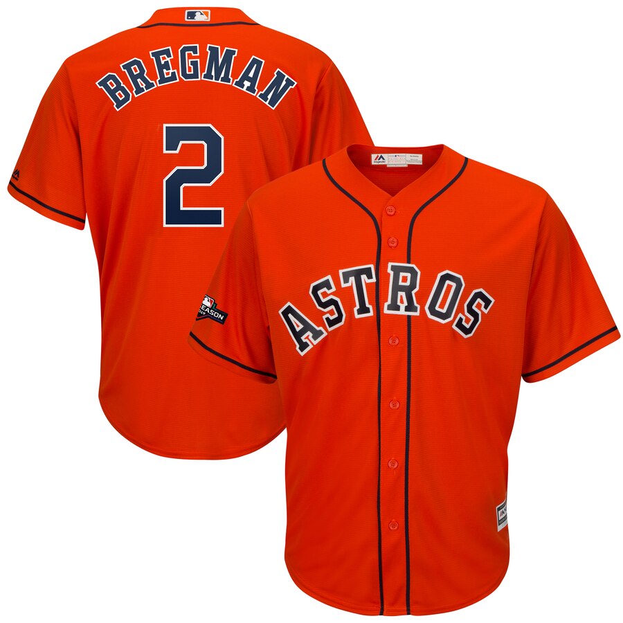 Houston Astros #2 Alex Bregman Majestic 2019 Postseason Official Cool Base Player Jersey Orange Houston Astros #2 Alex Bregman Majestic 2019 Postseason Official Cool Base Player Jersey Orange