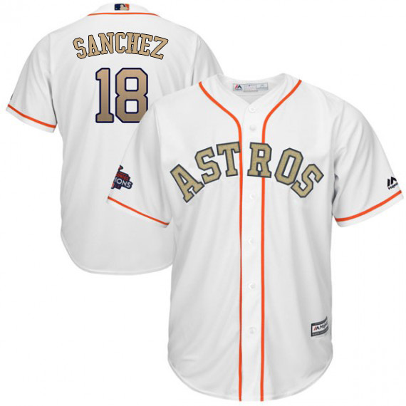 Astros #18 Aaron Sanchez White 2018 Gold Program Cool Base Stitched MLB Jersey Astros #18 Aaron Sanchez White 2018 Gold Program Cool Base Stitched MLB Jersey