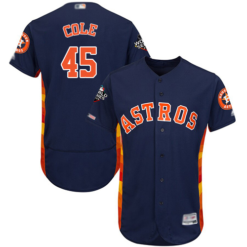 Astros #45 Gerrit Cole Navy Blue Flexbase Authentic Collection 2019 World Series Bound Stitched MLB Jersey Astros #45 Gerrit Cole Navy Blue Flexbase Authentic Collection 2019 World Series Bound Stitched MLB Jersey