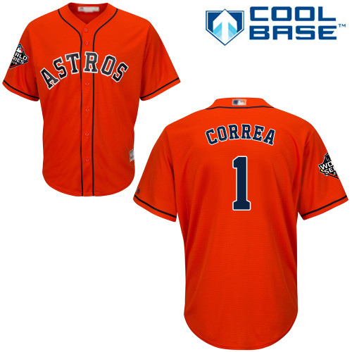 Astros #1 Carlos Correa Orange New Cool Base 2019 World Series Bound Stitched MLB Jersey Astros #1 Carlos Correa Orange New Cool Base 2019 World Series Bound Stitched MLB Jersey