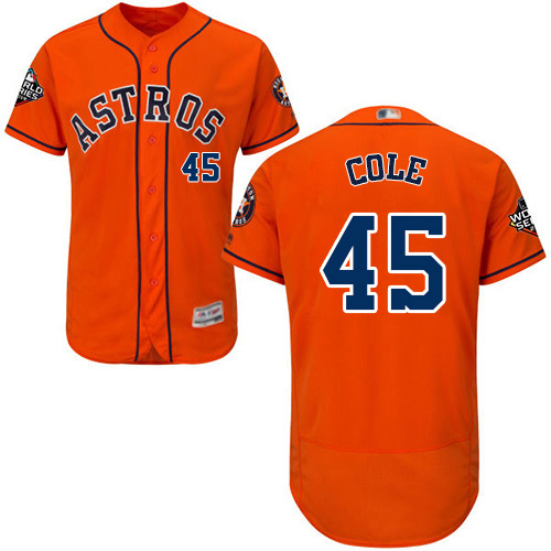 Astros #45 Gerrit Cole Orange Flexbase Authentic Collection 2019 World Series Bound Stitched MLB Jersey Astros #45 Gerrit Cole Orange Flexbase Authentic Collection 2019 World Series Bound Stitched MLB Jersey