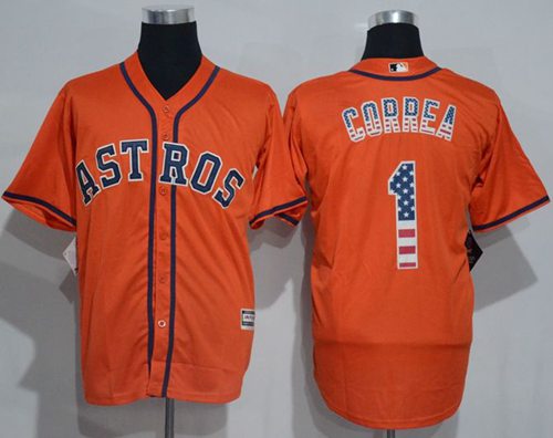 Astros #1 Carlos Correa Orange USA Flag Fashion Stitched MLB Jersey Astros #1 Carlos Correa Orange USA Flag Fashion Stitched MLB Jersey