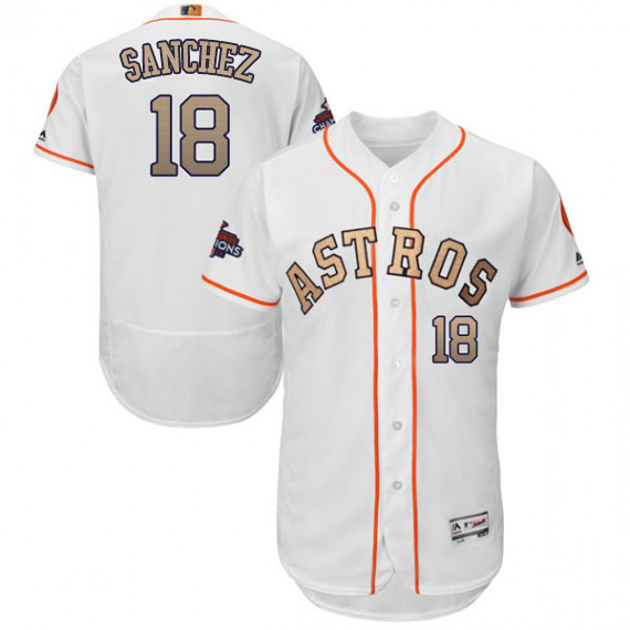 Astros #18 Aaron Sanchez White FlexBase Authentic 2018 Gold Program Cool Base Stitched MLB Jersey Astros #18 Aaron Sanchez White FlexBase Authentic 2018 Gold Program Cool Base Stitched MLB Jersey