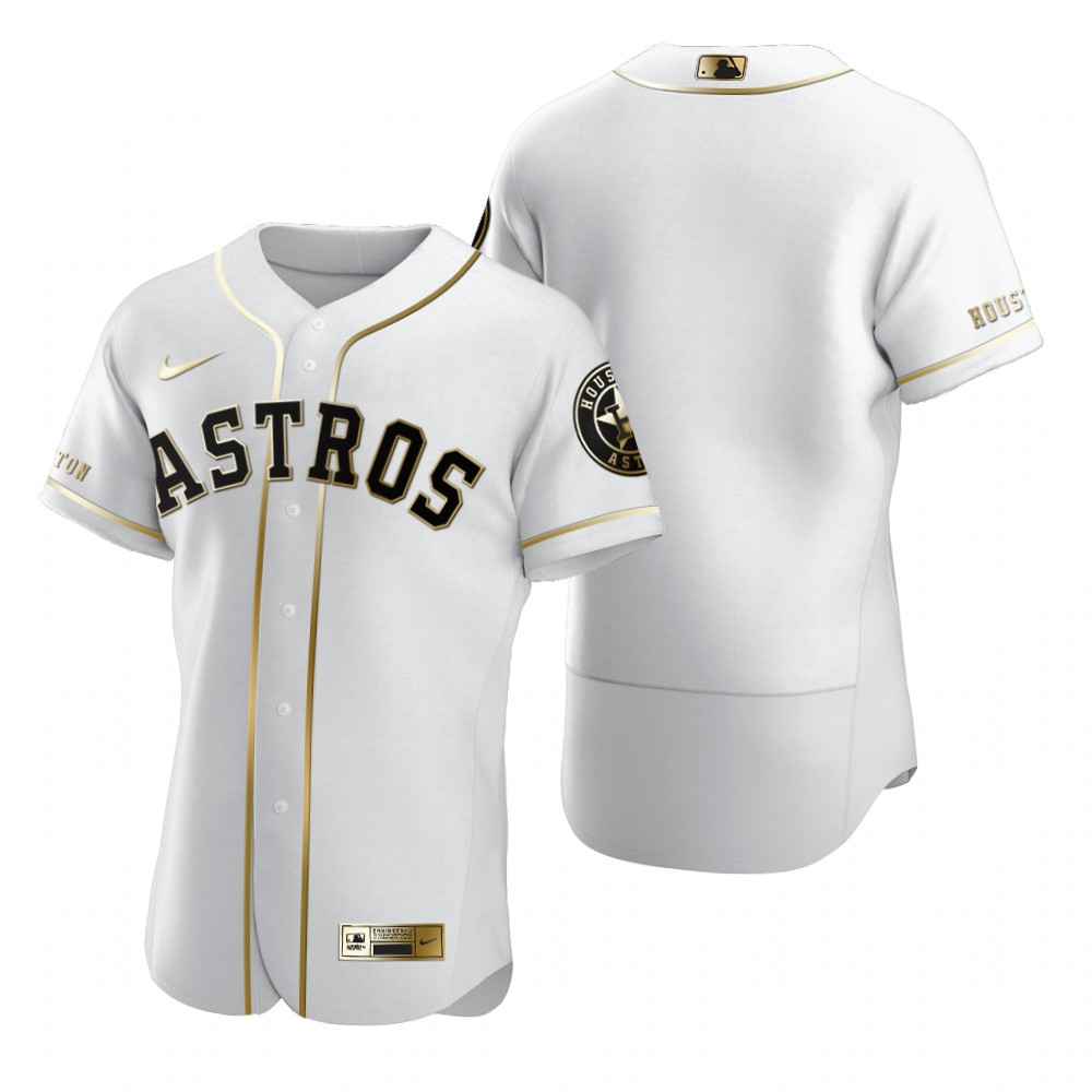 Houston Astros Blank White Nike Men's Authentic Golden Edition MLB Jersey Houston Astros Blank White Nike Men's Authentic Golden Edition MLB Jersey