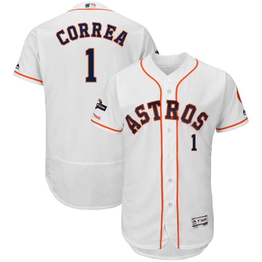 Houston Astros #1 Carlos Correa Majestic 2019 Postseason Authentic Flex Base Player Jersey White Houston Astros #1 Carlos Correa Majestic 2019 Postseason Authentic Flex Base Player Jersey White