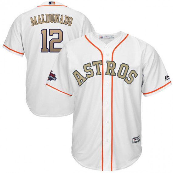 Astros #12 Martin Maldonado White 2018 Gold Program Cool Base Stitched MLB Jersey Astros #12 Martin Maldonado White 2018 Gold Program Cool Base Stitched MLB Jersey