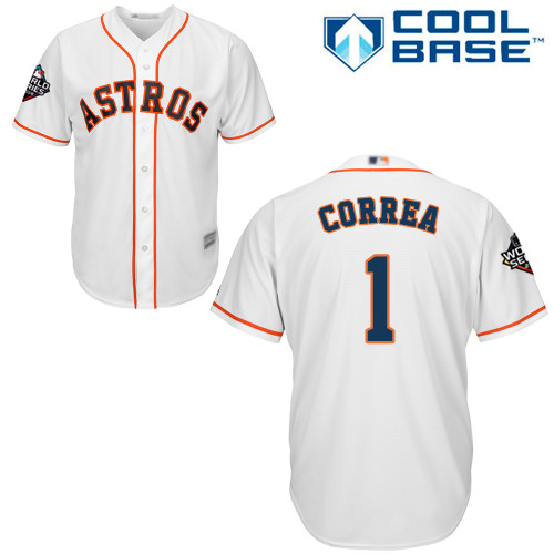 Astros #1 Carlos Correa White New Cool Base 2019 World Series Bound Stitched MLB Jersey Astros #1 Carlos Correa White New Cool Base 2019 World Series Bound Stitched MLB Jersey
