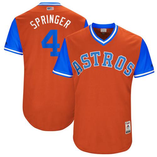 Astros #4 George Springer Orange "Springer" Players Weekend Authentic Stitched MLB Jersey Astros #4 George Springer Orange "Springer" Players Weekend Authentic Stitched MLB Jersey