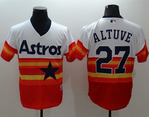 Astros #27 Jose Altuve White/Orange Flexbase Authentic Collection Cooperstown Stitched MLB Jersey Astros #27 Jose Altuve White/Orange Flexbase Authentic Collection Cooperstown Stitched MLB Jersey