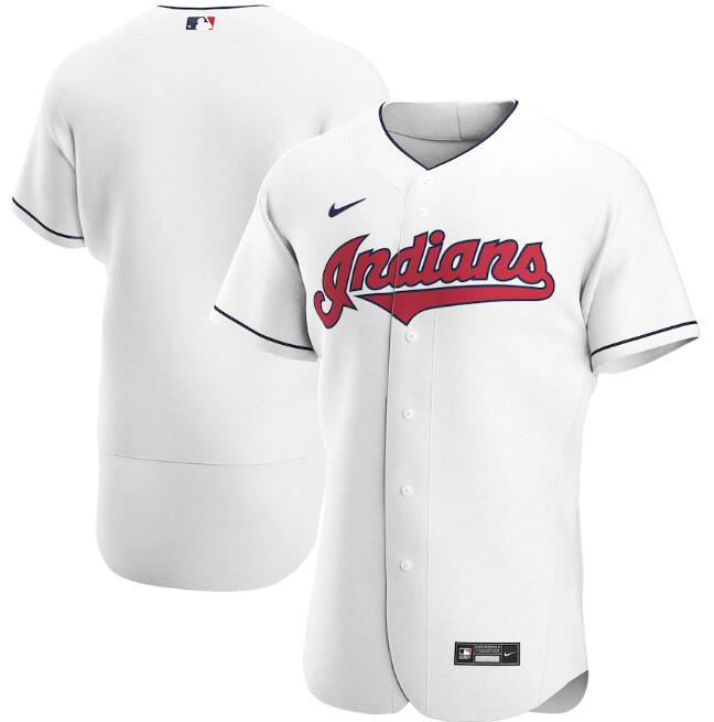Men's Cleveland Indians Blank White MLB Flex Base Stitched Jersey